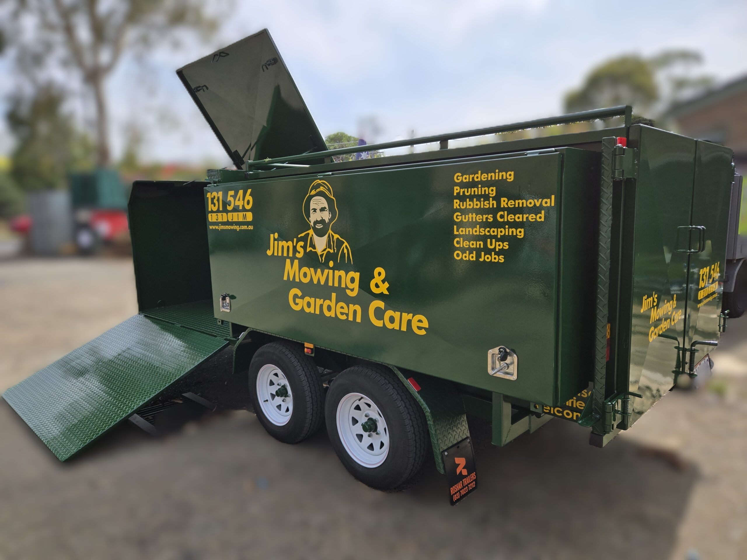 Custom Green Tipper Trailer for Jim’s Mowing and Garden Care | Roshar Trailers Melbourne